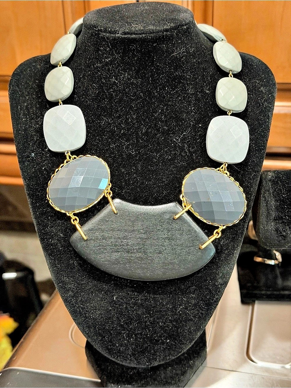David Aubrey Statement Gray & Black Necklace NWT